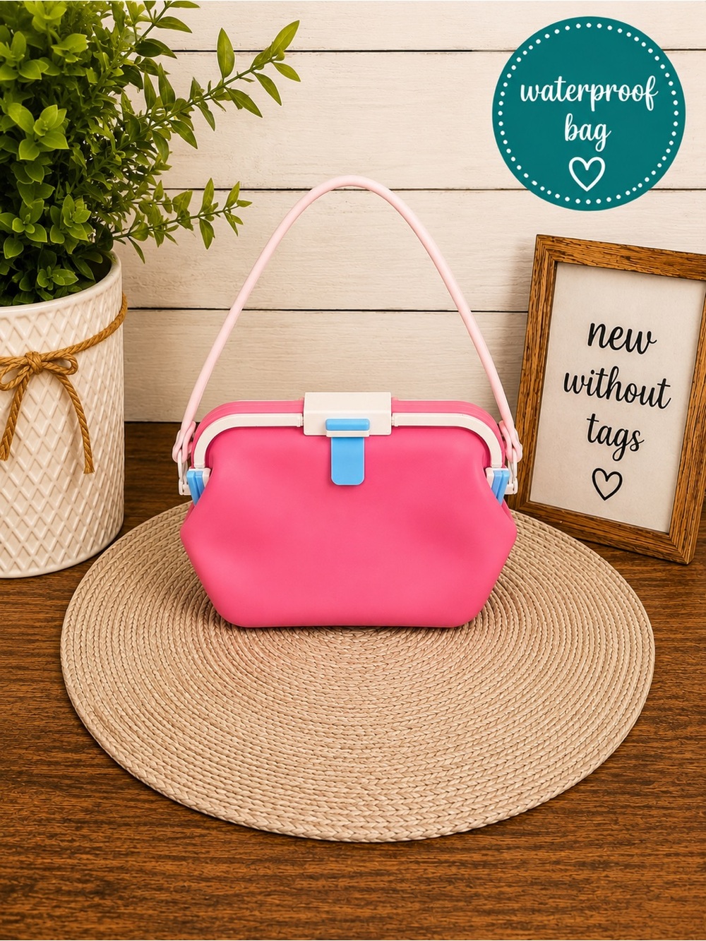 🩷 Waterproof Bubblegum Pink Handbag NWOT